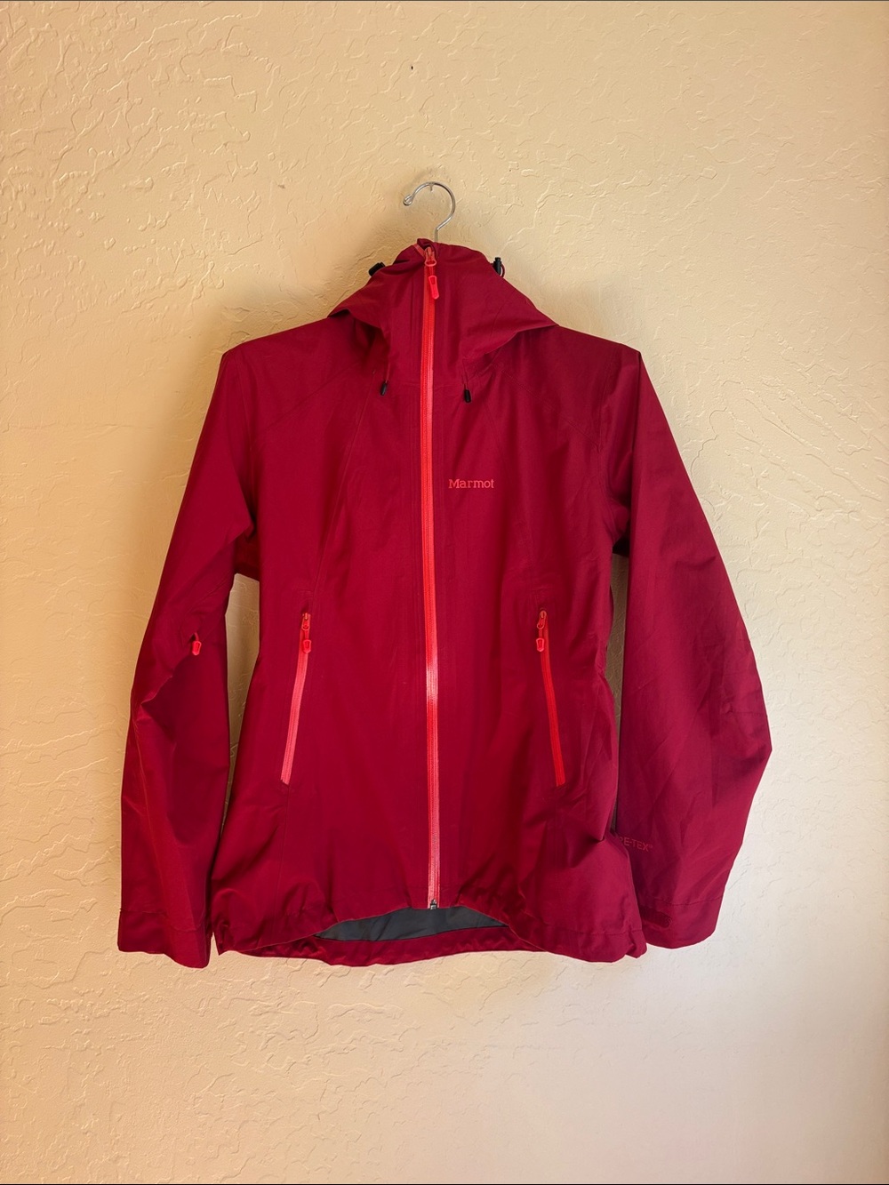 Marmot Rain Jacket Zip Up Red Medium - Picture 6 of 6
